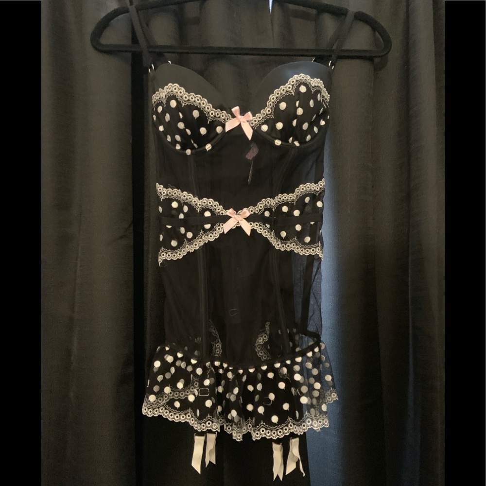 NWT Victoria’s Secret black polka dot lingerie